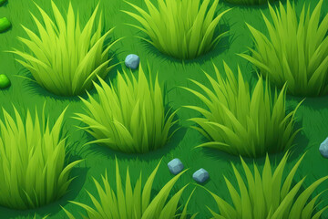 Top view, horizontal, background texture of green grass. Generative AI