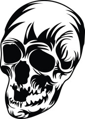 Vintage Human Skull monochrome concept Vector 
