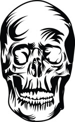 Vintage Human Skull monochrome concept Vector 