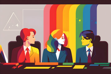 Gender diversity in office. Gender neutrality in business workplace or pride office. Equal opportunity for all concept. Generative AI