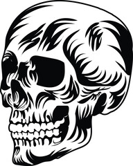 Vintage Human Skull monochrome concept Vector 