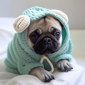 baby pug in clothes
