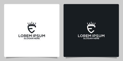 letter e logo vector crown template