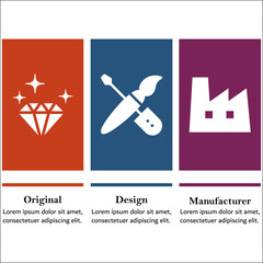 ODM - Original Design Manufacturer Acronym. Infographic template with Icons and description placeholder