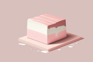 a minimalist 2D illustration of a fluffy pink and white chocolate | soft pop | generative AI
