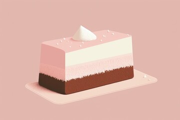 a minimalist 2D illustration of a fluffy pink and white chocolate | soft pop | generative AI