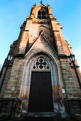 Fototapeta na wymiar front view of an old church entrance