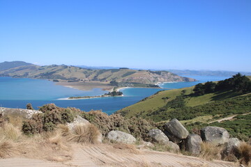 Overlooking the entrance to Otago Harbour on the South Island of New Zealand.