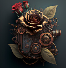 Rose Steampunk.Generative AI