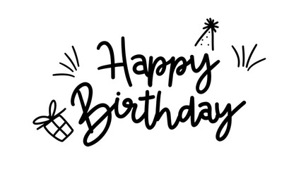 Happy birthday Hand drawn design elements , Flat Modern design isolated on white background ,Vector illustration EPS 10