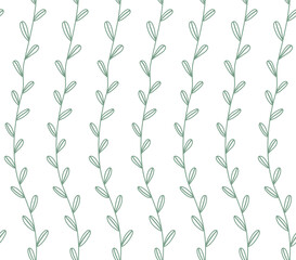 Spring seamless plant pattern. Doodle botanical pattern of curly stems