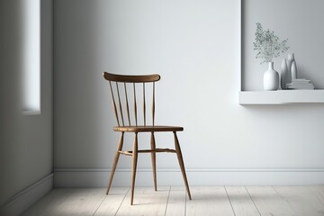 wood chair in white room for mockup