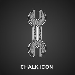 Chalk Wrench spanner icon isolated on black background. Vector
