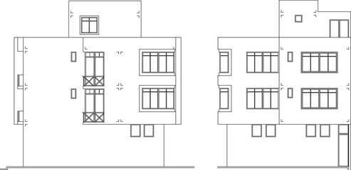 Vector illustration sketch of shop houses in the city