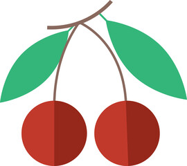 Fresh sweet cherry flat icon