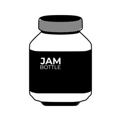 The best Chocolate jam bottle in trendy style black and white icon vector illustration. Hazelnut cream in a glass jar. Сhocolate spread. Editable graphic resources for many purposes.