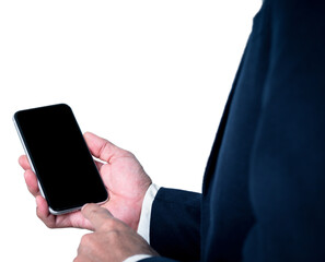 businessman holding a mobile phone