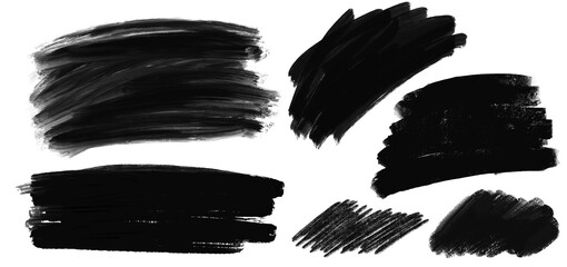 Black Brush Texture Design Element Set Abstract Background PNG Scribble