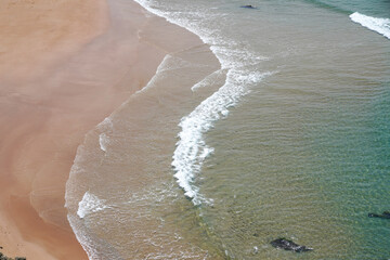 aerial beach view sand and waves in Biarritz city in french Basque country of France