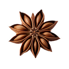 dry star anise (vegetable ingredient) isolated on transparent background cutout