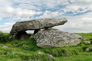 Knockbrack megalithic chambered tomb burial chamber dolmen also known as Labbadermot. Above east...