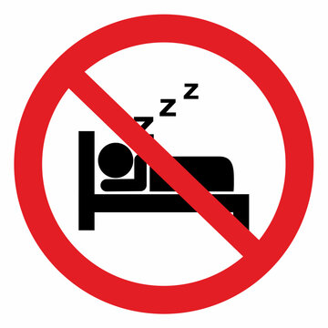 No sign, no sleeping outside, sleepover ban, vector 