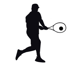 Male tennis player shmmashing ball silhouette vector art illustration png