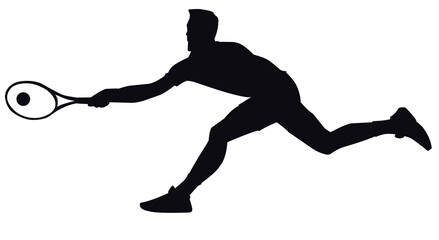 Male tennis player smashing ball silhouette vector illustration art