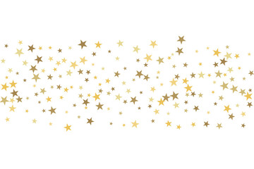 Star confetti. Gold casual confetti background. Bright design pattern.