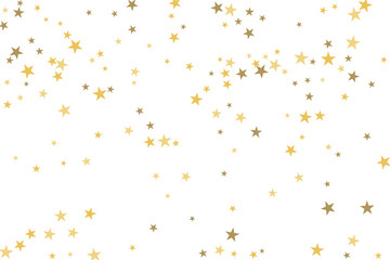 Star confetti. Gold casual confetti background. Bright design pattern.