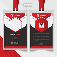 Corporate Id card design with Modern Identity Card Template. Id card with lanyard set isolated vector illustration