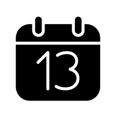 Silhouette calendar 13 date isolated vector illustration