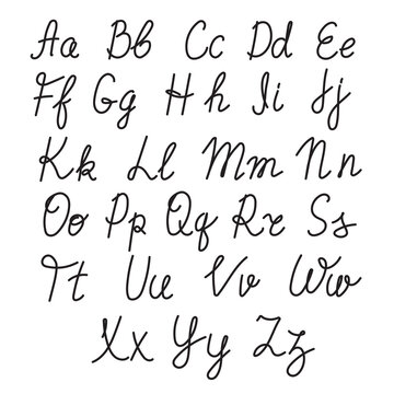 hand drawn alphabet letters english font pen style