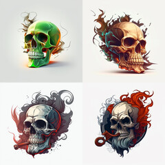 avatar logo emblem skull on fire set to choose from