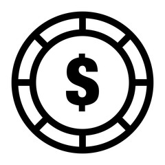 Simple dollar casino chip icon. Vector.