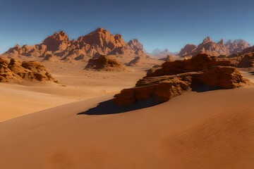 Fototapeta na wymiar Desert in the country, Hot shara desert, Sandstorm desert