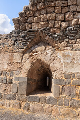 Remains  of the outer walls on the ruins of the great Hospitaller fortress - Belvoir - Jordan Star - located on a hill above the Jordan Valley in Israel