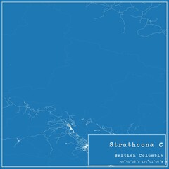 Blueprint Canadian city map of Strathcona C, British Columbia.