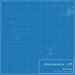 Blueprint Canadian city map of Ermineskin 138, Alberta.