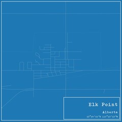 Blueprint Canadian city map of Elk Point, Alberta.