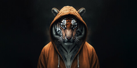 Tiger in Hoodie created with Generative AI