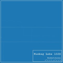 Blueprint Canadian city map of Muskeg Lake 102D, Saskatchewan.