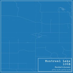 Blueprint Canadian city map of Montreal Lake 106B, Saskatchewan.