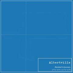 Blueprint Canadian city map of Albertville, Saskatchewan.