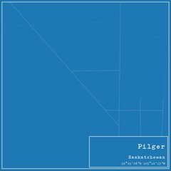 Blueprint Canadian city map of Pilger, Saskatchewan.