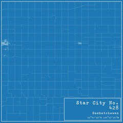 Obraz premium Blueprint Canadian city map of Star City No. 428, Saskatchewan.
