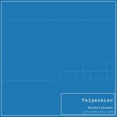 Blueprint Canadian city map of Valparaiso, Saskatchewan.