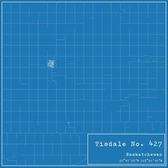 Blueprint Canadian city map of Tisdale No. 427, Saskatchewan.