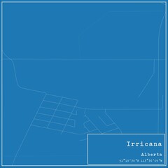 Blueprint Canadian city map of Irricana, Alberta.