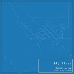Blueprint Canadian city map of Big River, Saskatchewan.